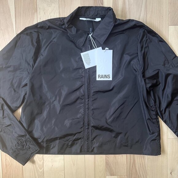 NWT RAINS Cropped Windbreaker – Black, Nylon, Zip Closure - Picture 4 of 8